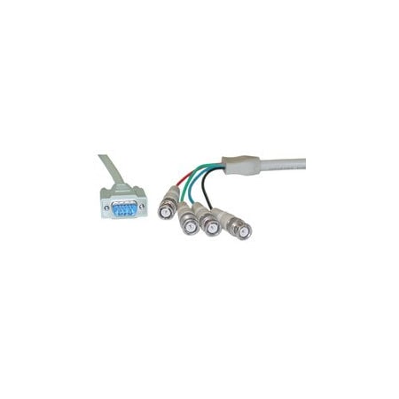 Cable Wholesale SVGA (HD15 Male) to BNC (4 Male) Monitor Breakout Cable with Ferrite Bead, Double Shielded, 6 foot 10H1-19106